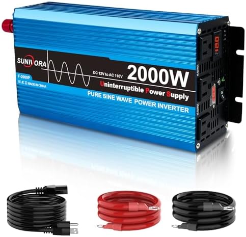 Sump Pump Battery Backup System, 2000W, Automatically Shifts to Inverter Power Ensuring Uninterrupted Operation, Essential for Basement Protection Emergency and Power Outage, Pure Sine Wave Output UPS by SUNIVORA