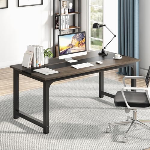 Tribesigns 63” Executive Desk, Large Office Computer Desk with Thicken Frame, Modern Simple Workstation Business Furniture for Home Office, Vintage Grey/Black - Image 3