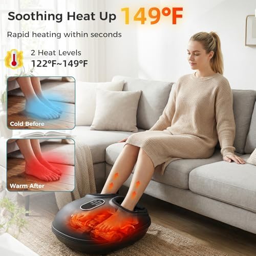 OLIXIS Foot Massager Machine with Heat, Deep Kneading & Air Compression - Image 4