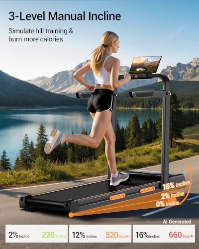 16% Incline Walking Pad Treadmill, 3-in-1 Under Desk Treadmill with Handles - Image 2
