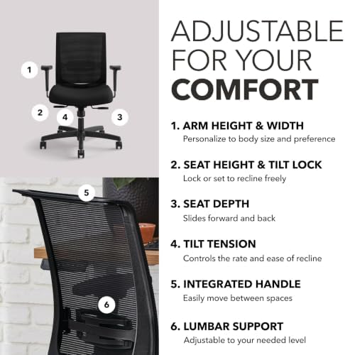 HON Convergence Ergonomic Office Chair, Office Desk Computer Chair, Black - Image 3