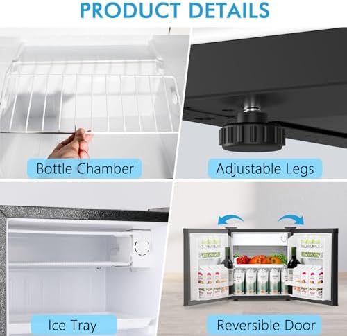 COWSAR 1.6 Cu.Ft Mini Fridge with Freezer, Compact Fridge with 7 Temperature Settings, Energy-efficient Low Noise Small Refrigerator Suitable For Dorm, Office, Bar, RV, Bedroom, Commercial - Image 6
