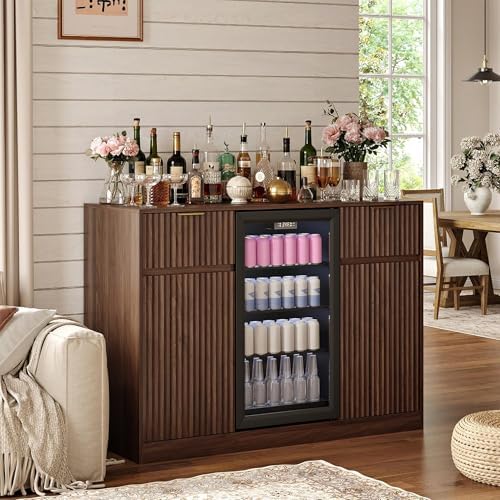 Mini Fridge Cabinet, Coffee Bar Cabinet with Fridge Space, Walnut by RoomtoLiveSpacetoBreathe