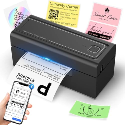 Bluetooth Thermal Shipping Label Printer, Wireless 4x6 Shipping Label Printer, Compatible with Android, iPhone, Mac & Windows, Widely Used for, Amazon, Shopify, Etsy, USPS(Black) by Hoorola