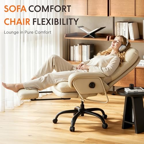 FLEXISPOT Multi-Task Ergonomic Office Chair with Footrest, Beige White, HC4 - Image 4