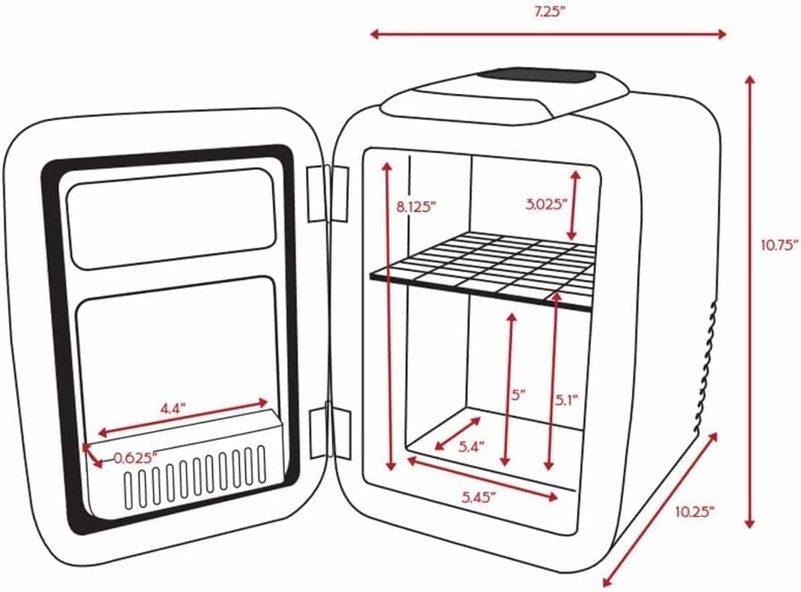 Cooluli Mini Fridge for Bedroom - Car, Office Desk & Dorm Room - Portable 4L/6 Can Electric Plug In Cooler & Warmer for Food, Drinks, Skincare Beauty & Makeup - 12v AC/DC & Exclusive USB Option, Black - Image 6