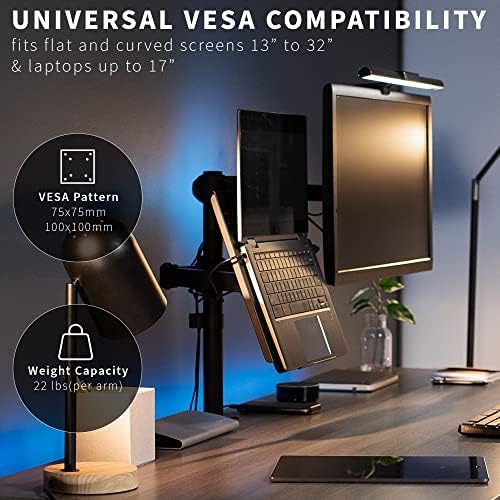 VIVO Black Fully Adjustable 13 to 32 inch Single Computer Monitor and Laptop Desk Mount Combo, Stand with Grommet Option, Fits up to 17 inch Laptops (STAND-V002C) - Image 3