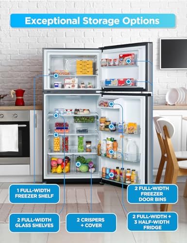 Commercial Cool 20 Cu. Ft. Top Mount Refrigerator with Freezer, 2-Door Refrigerator with Top Freezer and Adjustable Temperature Control, Ice Maker Ready, Energy Star Certified, Stainless Look - Image 4