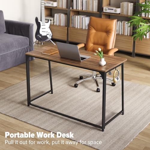 WOHOMO Folding Desk, 47.2" Foldable Computer Table for Small Spaces, Walnut - Image 6