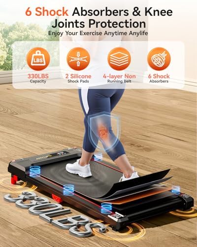 Walking Pad, Anylife Incline Walking Pads Under Desk 330lb Capacity, 2.5HP Portable Treadmills for Home, Compact Treadmill Small Running Pad with LED Display, Remote Control - Image 3