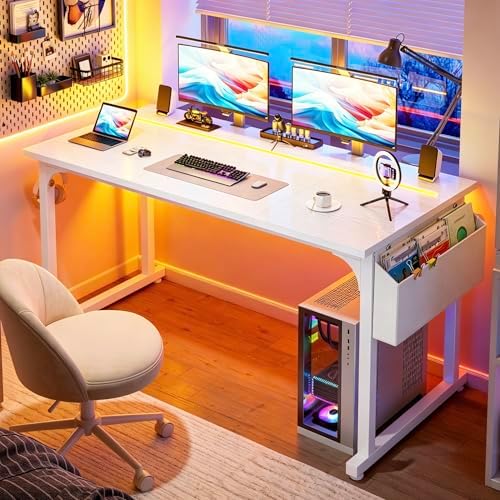 DurayLoly 55 Inch Computer Desk with Waterproof LED Lights for Bedroom - Image 5