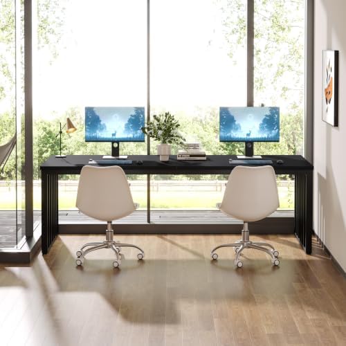 Tribesigns 78.74" Extra Long Computer Desk for 2 Person, Double Long Desk with Heavy Duty Metal Frame, Double Workstation Study Table for Home Office (Without Chair) (Black) - Image 6