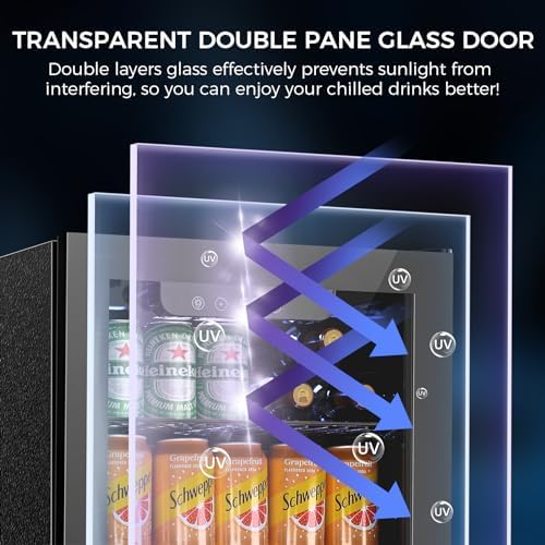 Electactic 68 Cans Beverage Refrigerator Cooler, 1.7 cu.ft Mini Fridge Glass Door Drink Cooler for Beer, Soda,Wine, Digital Temperature Control for Home Office Bar - Image 5