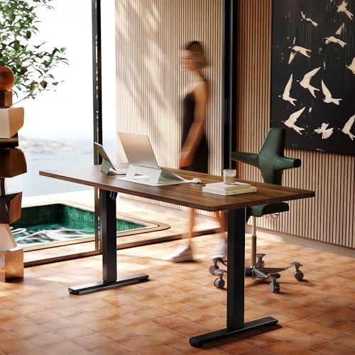HUANUO 71x30 Inch Electric Standing Desk, Height Adjustable, Black Walnut - Image 2