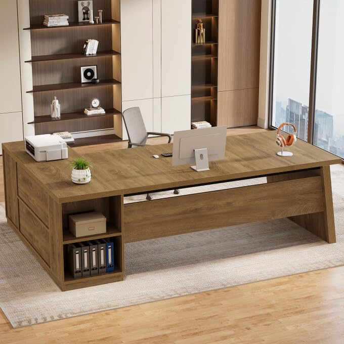 Tribesigns 78" L Shaped Executive Desk with Storage, Home Office by Tribesigns