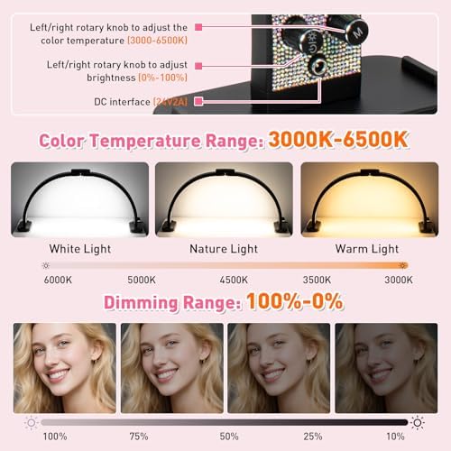 HITTI Super Large 31in Half Moon Light for Nail Desk, Crystal Diamond Black - Image 5