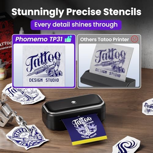 Phomemo TP31 Mini Tattoo Stencil Printer for 3-Inch Tattoos, Portable - Image 5