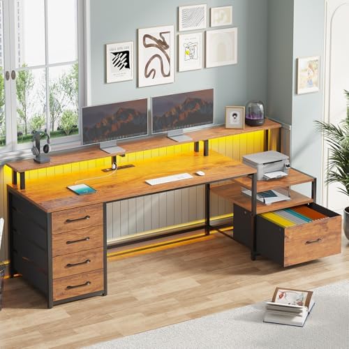 SEDETA 66'' Computer Desk with 5 Drawer, Power Outlet for Home Office by SEDETA