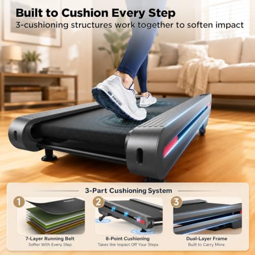 Jogwell Walking Pad Treadmill with 12%/20% Auto Incline, 43"x18" Extra-Wide - Image 6