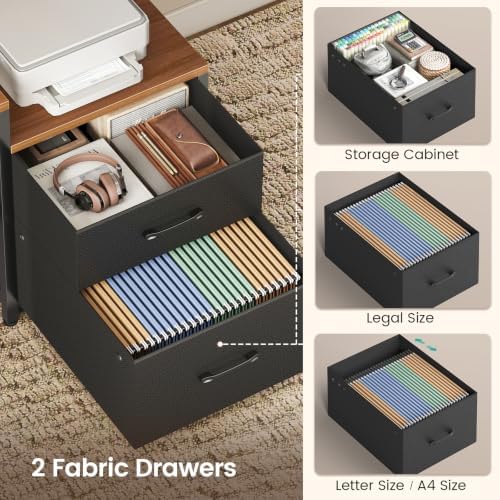 SEDETA L Shaped Office Desk with Drawers and Hutch, Convertible 97.6" Double Computer Desk, Corner Gaming Desk with Storage Shelves, LED Light and Power Outlet, Black and Brown - Image 6