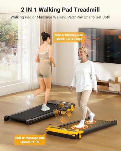THERUN Double-Sided Walking Pad Treadmill with Incline, Easy-Flip 2-in-1 for Walking & Foot Massage, Quiet Under Desk Machine with Remote & LED Display for Home & Office Use - Image 2