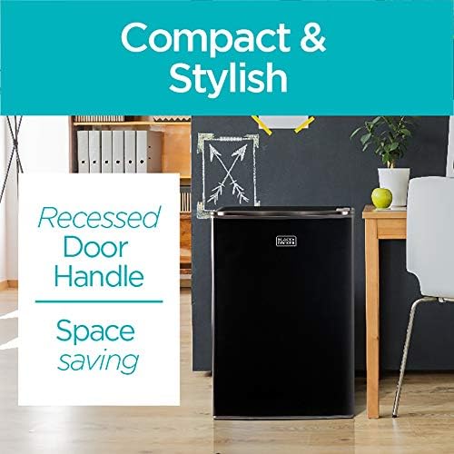 BLACK+DECKER BCRK25B Compact Refrigerator Energy Star Single Door Mini Fridge with Freezer, 2.5 Cubic Feet, Black & EM720CB7 Digital Microwave Oven with Turntable Push-Button Door - Image 4