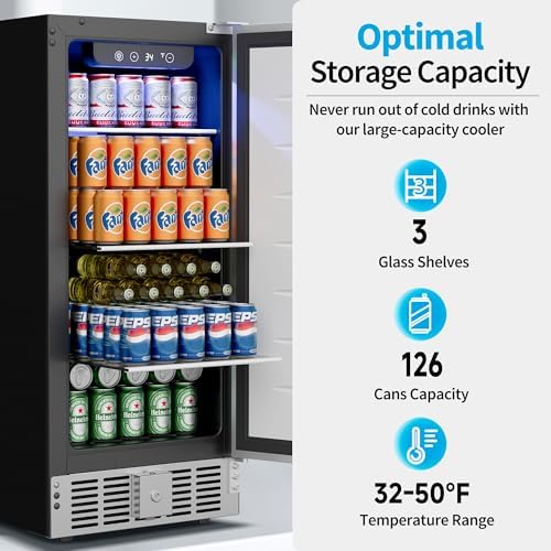Feelfunn 15 Inch Beverage Refrigerator,126 Cans Outdoor Refrigerator - Image 2