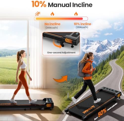 Walking Pad with Incline, FOUSAE 6.2MPH Walking Pad Under Desk Treadmill with 10% Incline, Full Screen LED Display, 2.75HP Brushless Drive, 12 HIIT Programs, Remote Control, 350 LBS Capacity - Image 4