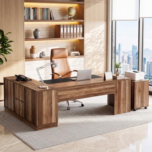 Tribesigns 78.7-Inch L-Shaped Executive Desk with Mobile File Cabinet by Tribesigns