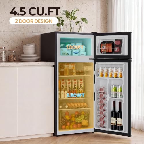 Manastin 4.5 Cu.Ft 2-Door Mini Fridge Freezer, 2-Piece Set for Dorm/Office - Image 2