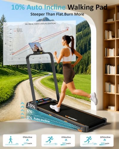 Walking Pad with Auto 12% Incline Handle Bar,Foldable Treadmill for Home - Image 2