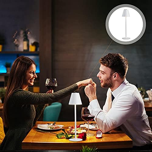 Timjorman 2-Pack Cordless Table Lamps - 5000mAh Rechargeable Battery Operated Desk Lamp, 3-Level Dimmable LED Night Light for Bedroom, Dining, Restaurant - Metal Design (White 2-Pack) - Image 4