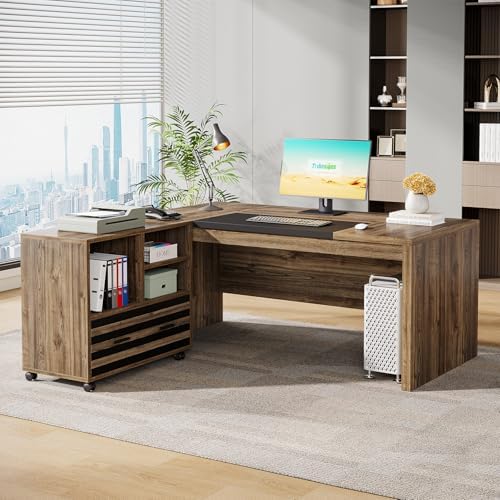 Tribesigns 62.2" L-Shaped Executive Desk with Mobile File Cabinet - Image 5