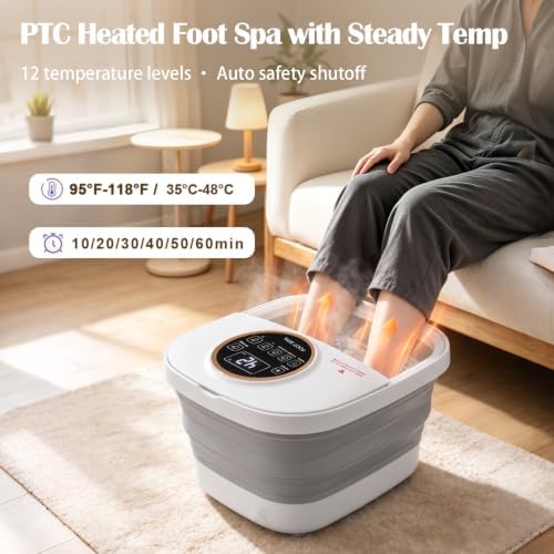 Collapsible Foot Spa Bath Massager with Heat, Automatic Motorized Massage Rollers, Fast PTC Heating, Bubble Jets, LCD Touch Control, 10–60 Min Timer, Epsom Salt Ready, Fits Men’s Size 16 - Image 3