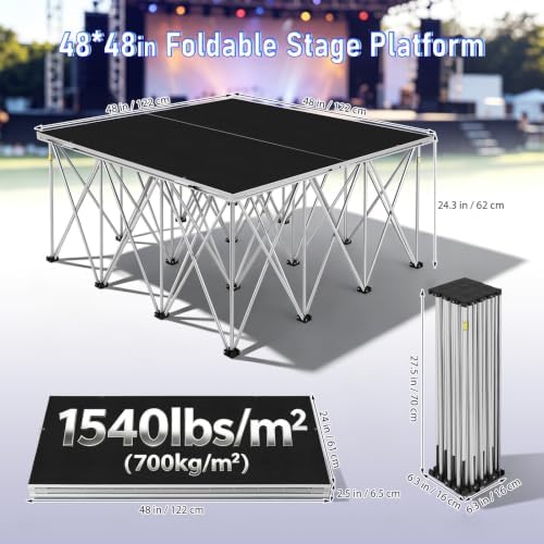 4x4 ft Foldable Stage Platform, 24" Modular Portable Riser - Image 2