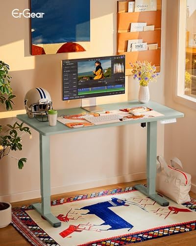 ErGear Height Adjustable Electric Standing Desk, 32 x 19 Inches Sit Stand up Desk, Memory Computer Home Office Desk,Green - Image 2