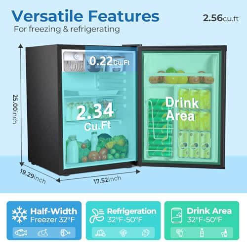 Electactic 2.56 Cu.ft Compact Refrigerator with Reversible Single Door, Silver - Image 4