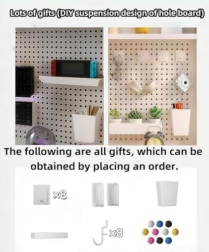 Desktop Hutch Bookshelf,Many Gifts,Metal Desktop Bookcase with pegboard, Desk Shelf, Countertop Storage Organizer Rack for Dorm or Office,Desktop Shelves (White, 45.3" Lx9.9 Wx39 H) - Image 3