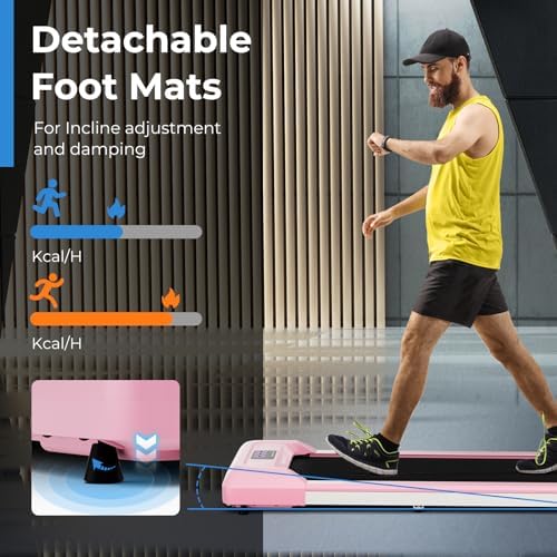 GYMAX Walking Pad, 2.25HP Under Desk Treadmill with LED Display, Remote Control & 7-Layer Belt, Compact Portable Jogging Running Machine for Home Office Small Space - Image 2