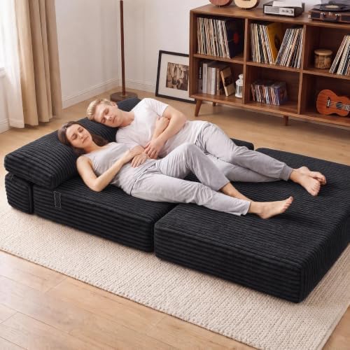 Folding Sofa Bed Convertible 4 in 1 Sleeper Chair Black Full XL - Image 7