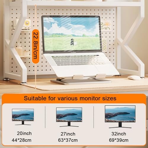 Desktop Hutch Bookshelf,Metal Desktop Bookcase with Pegboard, Desk Shelf,Countertop Storage Organizer Rack for Dorm Or Office,Vanity,Bedroom,Bathroom(Black,30in/75cm) - Image 2