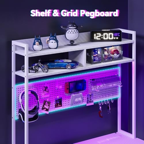 Apicizon L Shaped Gaming Desk 53" with Hutch, LED Light and Drawer - Image 5