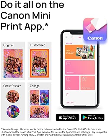 Canon Ivy 2 Mini Photo Printer, Print from Compatible iOS & Android Devices, Sticky-Back Prints, Blush Pink - Image 5