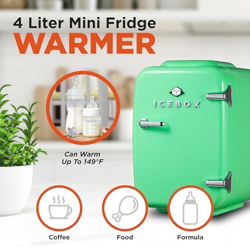 IceBox 4-Liter Mini Fridge Cooler/Warmer, IBMF4MNT, Mint Green - Image 3