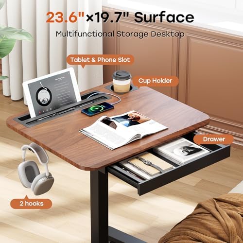 Small Mobile Standing Desk with Drawer, 23.6" x 19.7" Top - Image 3