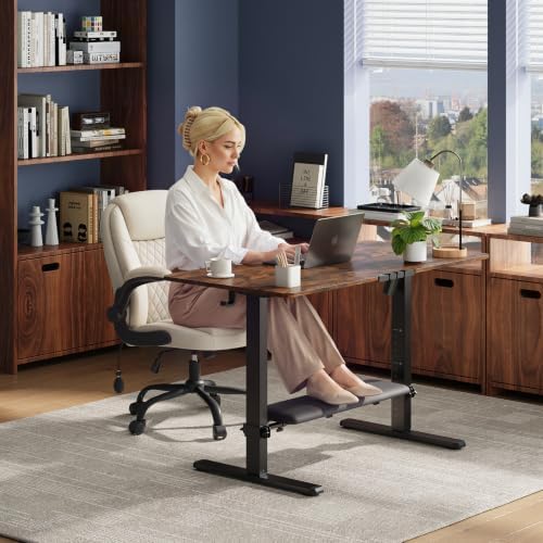 47" x 24" Electric Standing Desk with Adjustable Footrest, Rustic Brown - Image 2