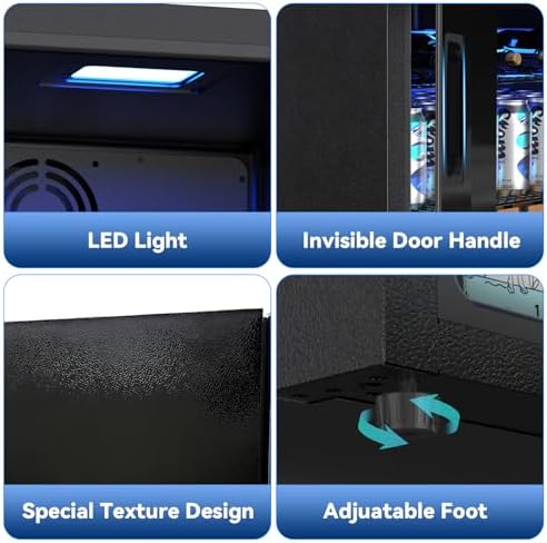 Velivi Mini Fridge with Glass Door-Small Fridge Desk Beverage Cooler for Beer Drinks 1.4 Cu.Ft Countertop Beverage Fridge with Adjustable Shelves, Led Light for Bedroom/Office/Dorm (Black) - Image 6