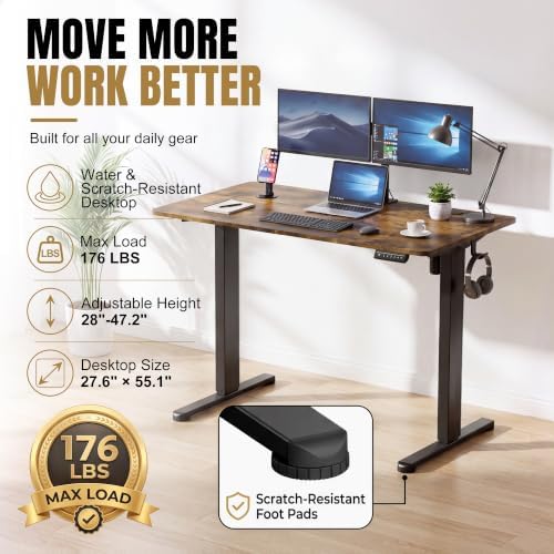 Furmax 45 Inches Electric Standing Desk, Home Office Desk with Phone Holder - Image 4