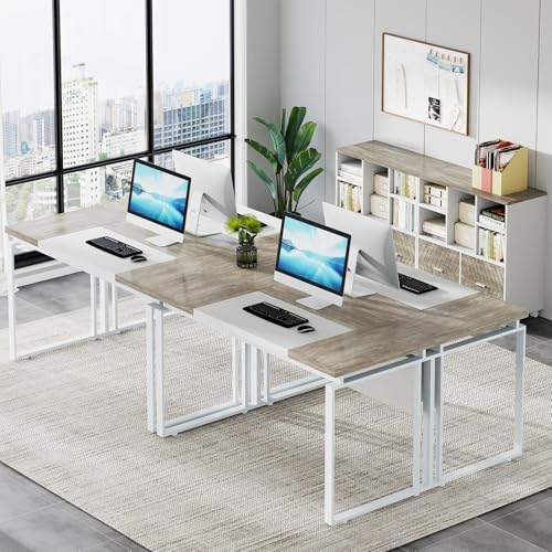 Tribesigns L-Shaped Executive Desk with Reversible File Cabinet, 63" Office Desk with Storage Drawers, L-Shaped Computer Desk with Drawer Cabinet for Hanging Letter Size Files,Gray & White - Image 6