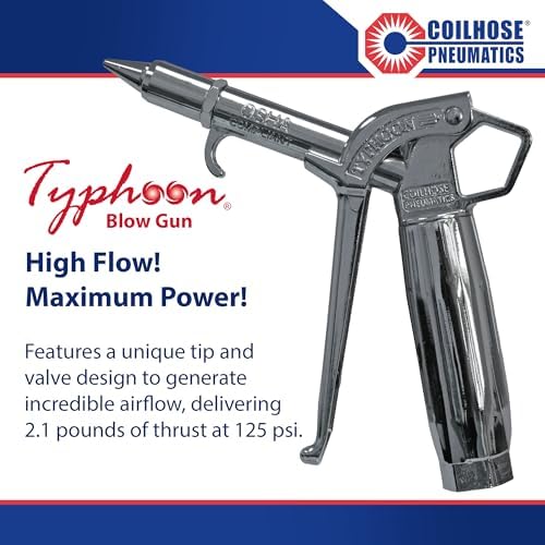 Coilhose Pneumatics TYP-2501CS Typhoon Pro High Volume Chrome Plated Blow Gun, 1/4-Inch NPT with High Flow Tip - Image 3